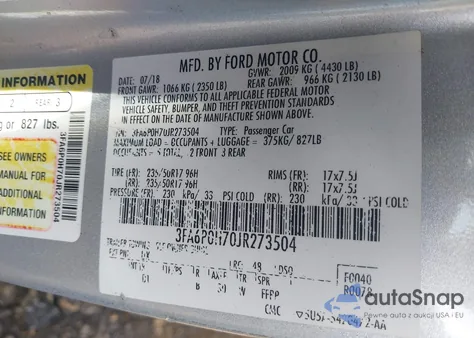 2018 Ford Fusion Se from USA, damaged, VIN 3FA6P0H70JR273504